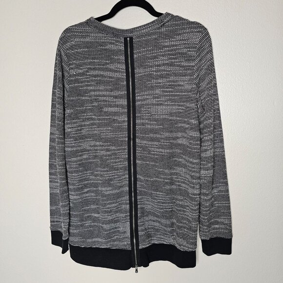 Lou & Grey Size Small Grey Heathered Crew Neck Sweater Zipper Back Pull Over - Picture 6 of 8